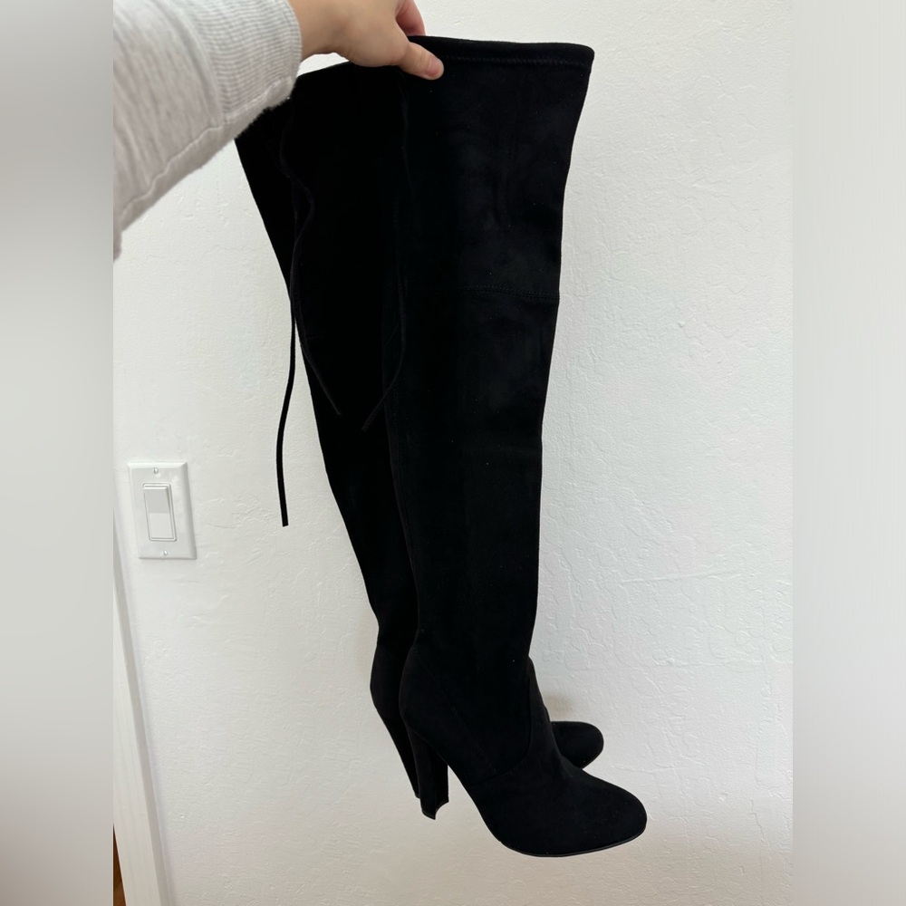 Steve Madden “Gorgeous” over the knee black boots
